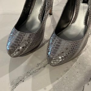 Silver snake skin heels